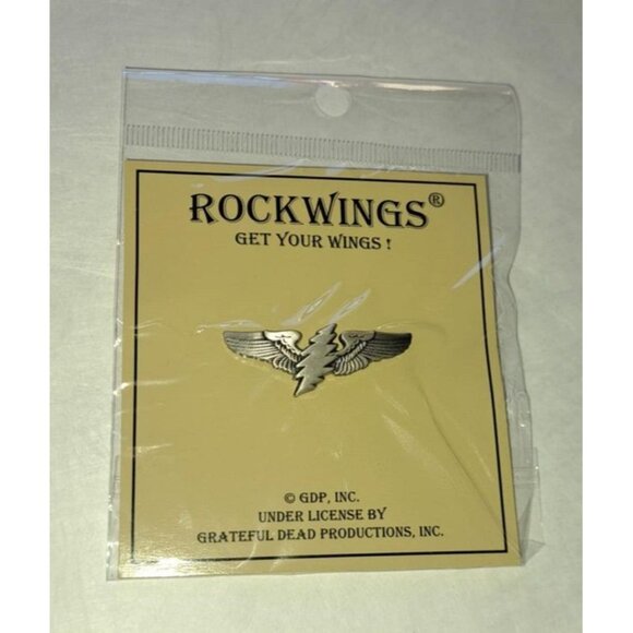 Grateful Dead Lightning Bolt Pin Deadhead Pilot Wings Licensed Hippie Lapel New - Picture 3 of 3